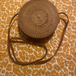 Elegant Woven Brown Crossbody Bag